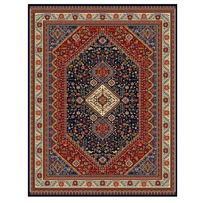 فرش ماشینی طرح گبه 212 زمینه سرمه ای 1000 شانهفرش ماشینی طرح گبه 212 زمینه سرمه ای 1000 شانه