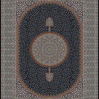 فرش ماشینی طرح ترنم سرمه‌ای 1000 شانه