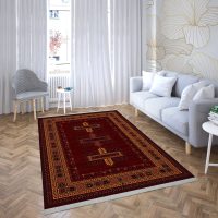 فرش ماشینی هیوا طرح بلوچ 3-204 زمینه لاکی 700 شانه