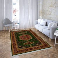فرش ماشینی هیوا طرح بوستان 508-G سبز ۷۰۰ شانه