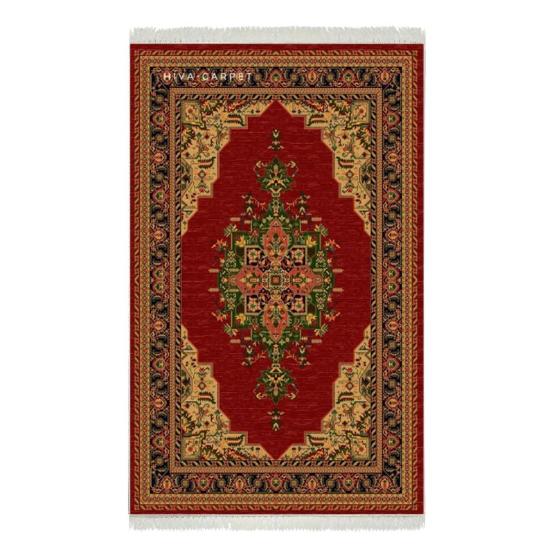 فرش ماشینی هیوا طرح بوستان R-501 قرمز ۷۰۰ شانه