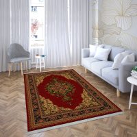فرش ماشینی هیوا طرح بوستان R-501 قرمز ۷۰۰ شانه