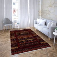 فرش ماشینی هیوا طرح بلوچ 3-220 لاکی 700 شانه