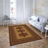فرش ماشینی هیوا طرح خزان 1-404 بژ ۷۰۰ شانه