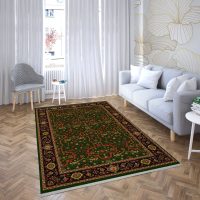 فرش ماشینی هیوا طرح بوستان 521-G زمینه سبز ۷۰۰ شانه
