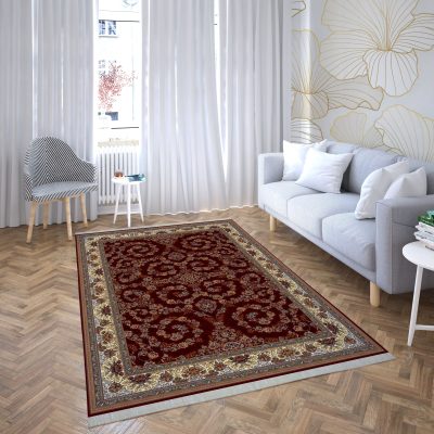 فرش ماشینی هیوا طرح کلاسیک R-112 لاکی ۷۰۰ شانه