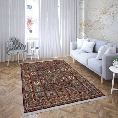 فرش ماشینی هیوا طرح کلاسیک R-125 لاکی ۷۰۰ شانه
