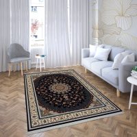 فرش ماشینی هیوا طرح کلاسیک N-127 سرمه ای ۷۰۰ شانه
