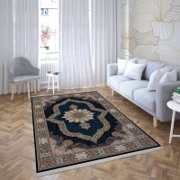 فرش ماشینی هیوا طرح کلاسیک N-120 سرمه ای ۷۰۰ شانه