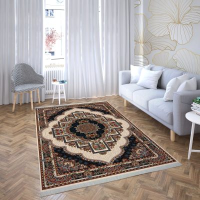 فرش ماشینی هیوا طرح کلاسیک C-103 کرم ۷۰۰ شانه