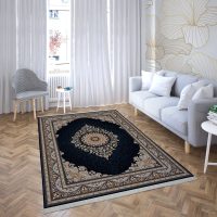 فرش ماشینی هیوا طرح کلاسیک N-126 سرمه ای ۷۰۰ شانه