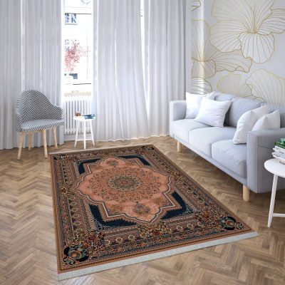 فرش ماشینی هیوا طرح کلاسیک BE-109 بژ ۷۰۰ شانه