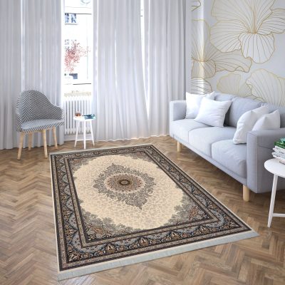 فرش ماشینی هیوا طرح کلاسیک C-126 کرم ۷۰۰ شانه