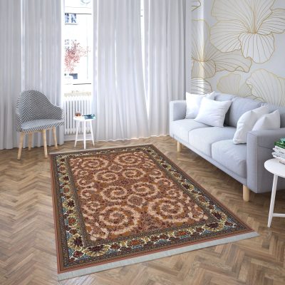 فرش ماشینی هیوا طرح کلاسیک BE-112 بژ ۷۰۰ شانه