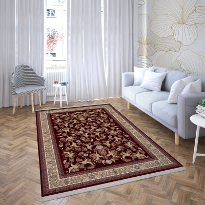 فرش ماشینی هیوا طرح کلاسیک R-118 لاکی ۷۰۰ شانه