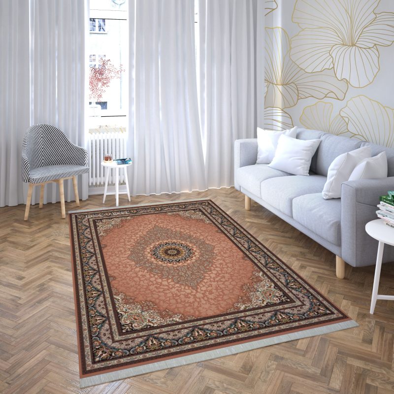 فرش ماشینی هیوا طرح کلاسیک BE-126 بژ ۷۰۰ شانه