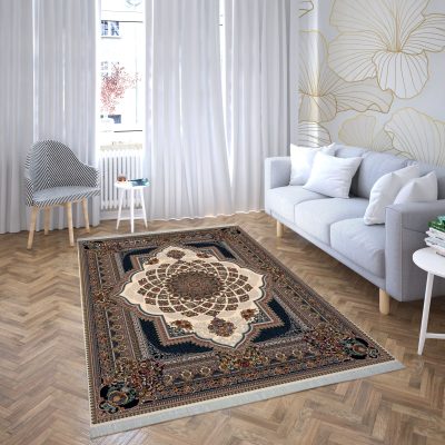 فرش ماشینی هیوا طرح کلاسیک C-109 کرم ۷۰۰ شانه