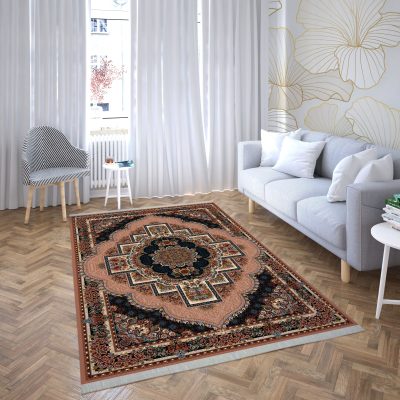 فرش ماشینی هیوا طرح کلاسیک BE-103 بژ ۷۰۰ شانه