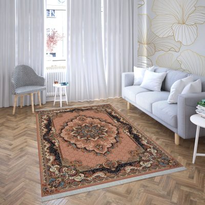 فرش ماشینی هیوا طرح کلاسیک BE-101 بژ ۷۰۰ شانه