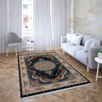 فرش ماشینی هیوا طرح کلاسیک N-119 سرمه ای ۷۰۰ شانه