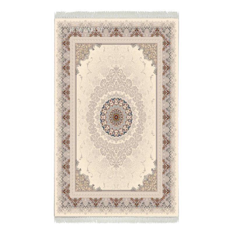 فرش ماشینی هیوا طرح کلاسیک C-121 کرم ۷۰۰ شانه