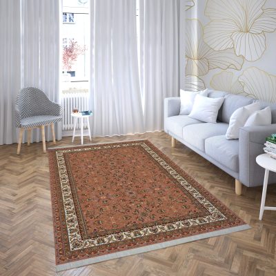 فرش ماشینی هیوا طرح کلاسیک BE-113 بژ ۷۰۰ شانه