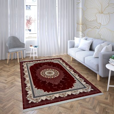 فرش ماشینی هیوا طرح کلاسیک R-121 لاکی ۷۰۰ شانه