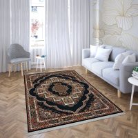 فرش ماشینی هیوا طرح کلاسیک N-103 سرمه ای ۷۰۰ شانه