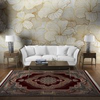 فرش ماشینی هیوا طرح کلاسیک R-104 لاکی ۷۰۰ شانه