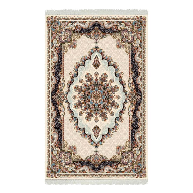 فرش ماشینی هیوا طرح کلاسیک C-101 کرم ۷۰۰ شانه