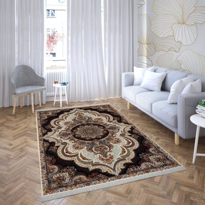 فرش ماشینی هیوا طرح کلاسیک C-111 کرم ۷۰۰ شانه