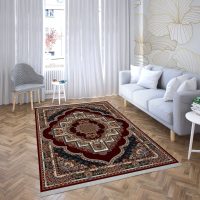 فرش ماشینی هیوا طرح کلاسیک R-103 لاکی ۷۰۰ شانه
