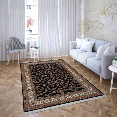 فرش ماشینی هیوا طرح کلاسیک N-113 سرمه ای ۷۰۰ شانه