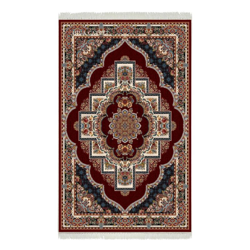 فرش ماشینی هیوا طرح کلاسیک R-103 لاکی ۷۰۰ شانه
