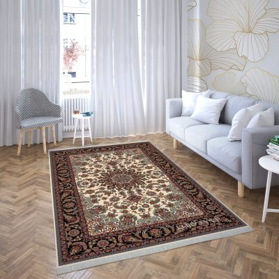 فرش ماشینی هیوا طرح کلاسیک C-115 کرم ۷۰۰ شانه