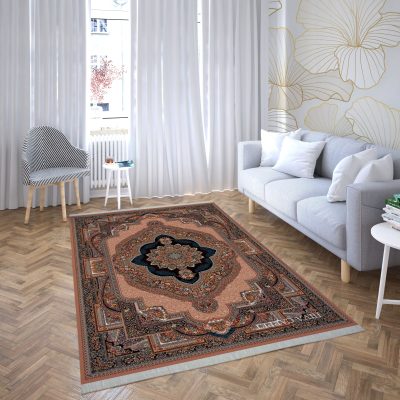 فرش ماشینی هیوا طرح کلاسیک BE-104 بژ ۷۰۰ شانه
