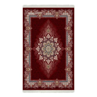 فرش ماشینی هیوا طرح کلاسیک R-122 لاکی ۷۰۰ شانه