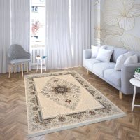 فرش ماشینی هیوا طرح کلاسیک C-122 کرم ۷۰۰ شانه