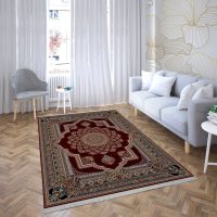 فرش ماشینی هیوا طرح کلاسیک R-109 لاکی ۷۰۰ شانه