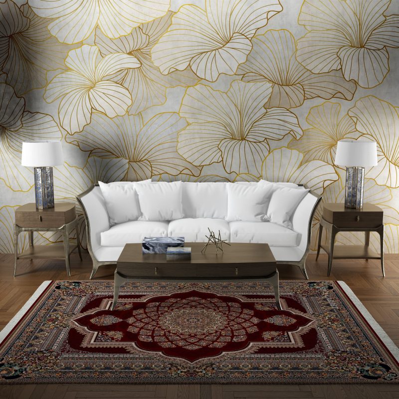 فرش ماشینی هیوا طرح کلاسیک R-109 لاکی ۷۰۰ شانه
