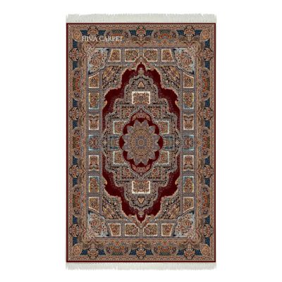 فرش ماشینی هیوا طرح کلاسیک R-116 لاکی ۷۰۰ شانه