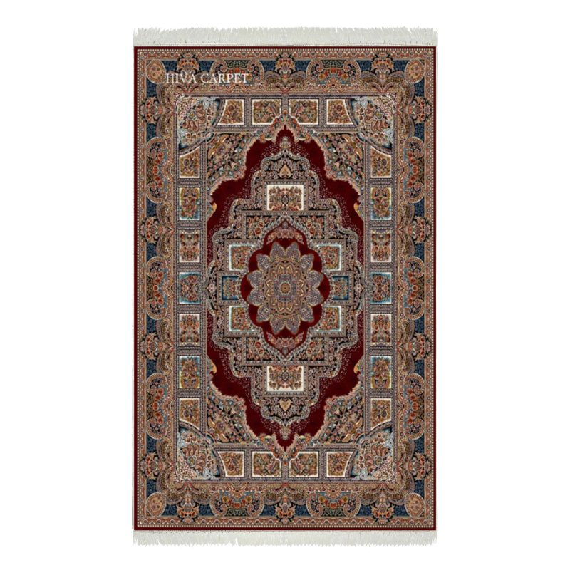 فرش ماشینی هیوا طرح کلاسیک R-116 لاکی ۷۰۰ شانه