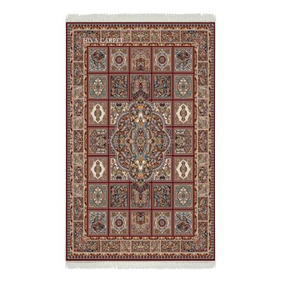 فرش ماشینی هیوا طرح کلاسیک R-125 لاکی ۷۰۰ شانه