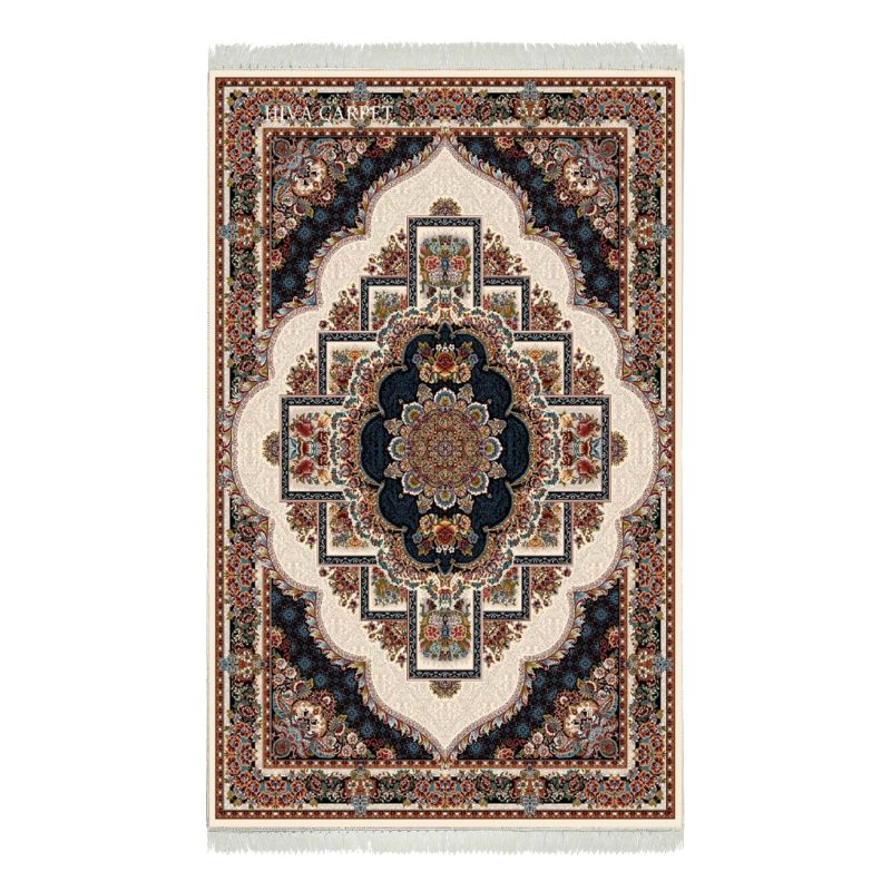فرش ماشینی هیوا طرح کلاسیک C-103 کرم ۷۰۰ شانه