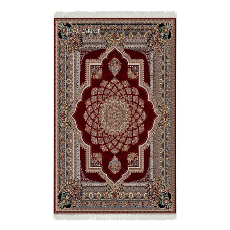 فرش ماشینی هیوا طرح کلاسیک R-109 لاکی ۷۰۰ شانه