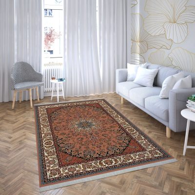 فرش ماشینی هیوا طرح کلاسیک BE-115 بژ ۷۰۰ شانه