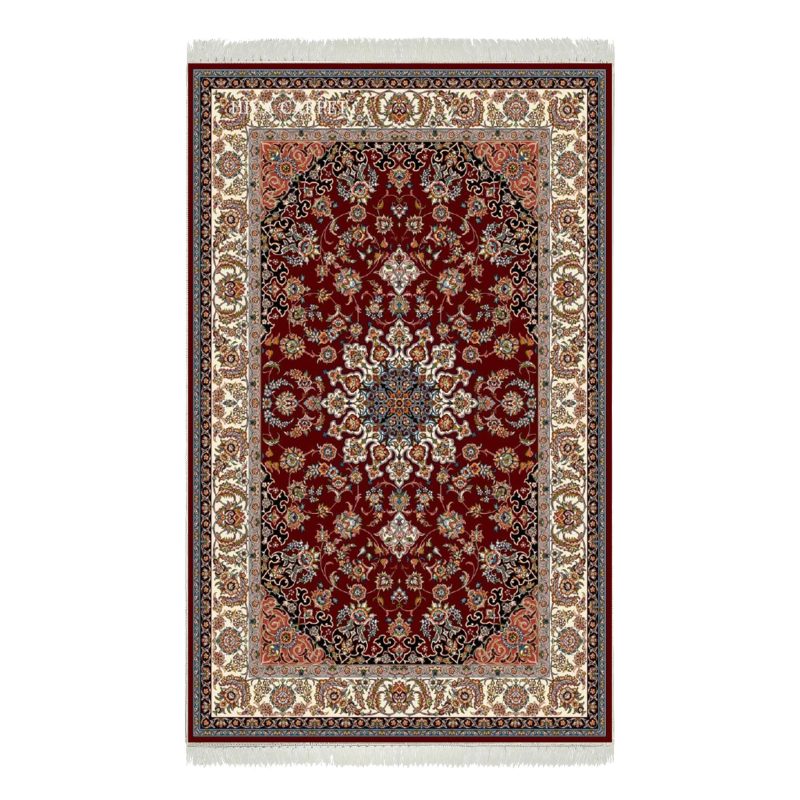 فرش ماشینی هیوا طرح کلاسیک R-115 لاکی ۷۰۰ شانه