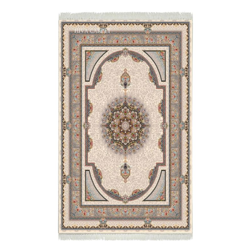 فرش ماشینی هیوا طرح کلاسیک C-129 کرم ۷۰۰ شانه