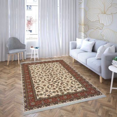 فرش ماشینی هیوا طرح کلاسیک C-113 کرم ۷۰۰ شانه
