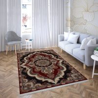 فرش ماشینی هیوا طرح کلاسیک R-111 لاکی ۷۰۰ شانه